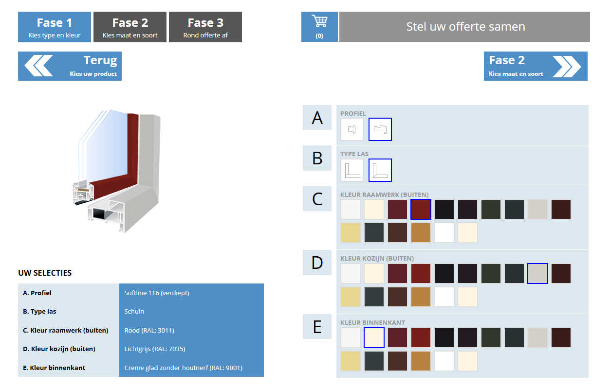 Kozijn samenstellen en offerte aanvragen