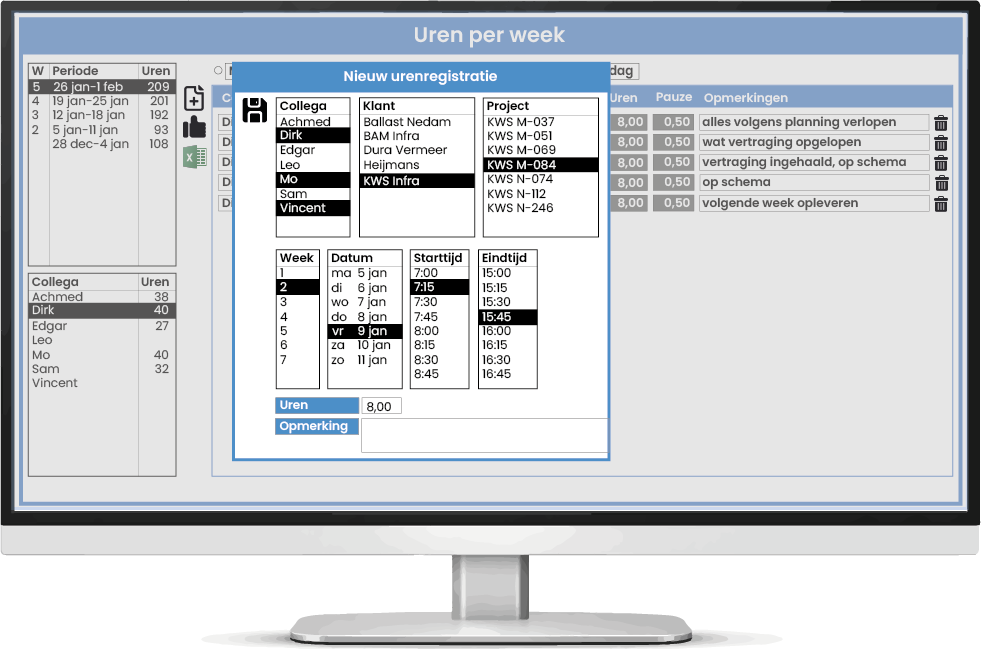 urenregistratie backoffice