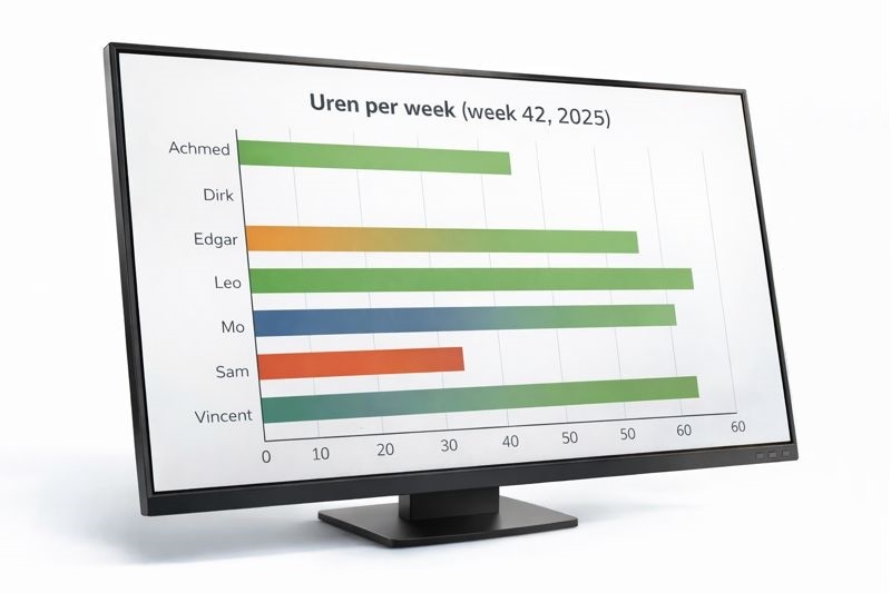 Overzicht van uren per medewerker per week